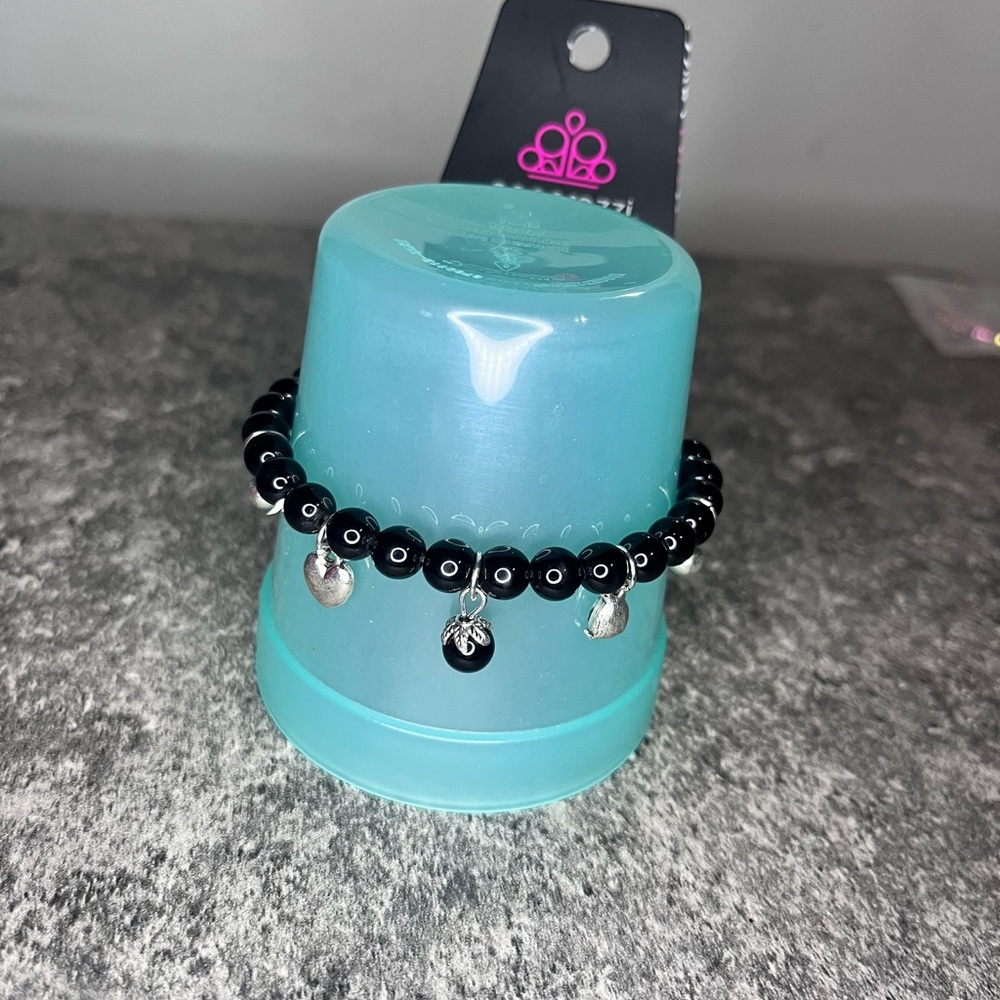 Paparazzi Black Beaded Bracelet with Charms